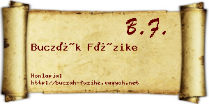 Buczák Füzike névjegykártya
